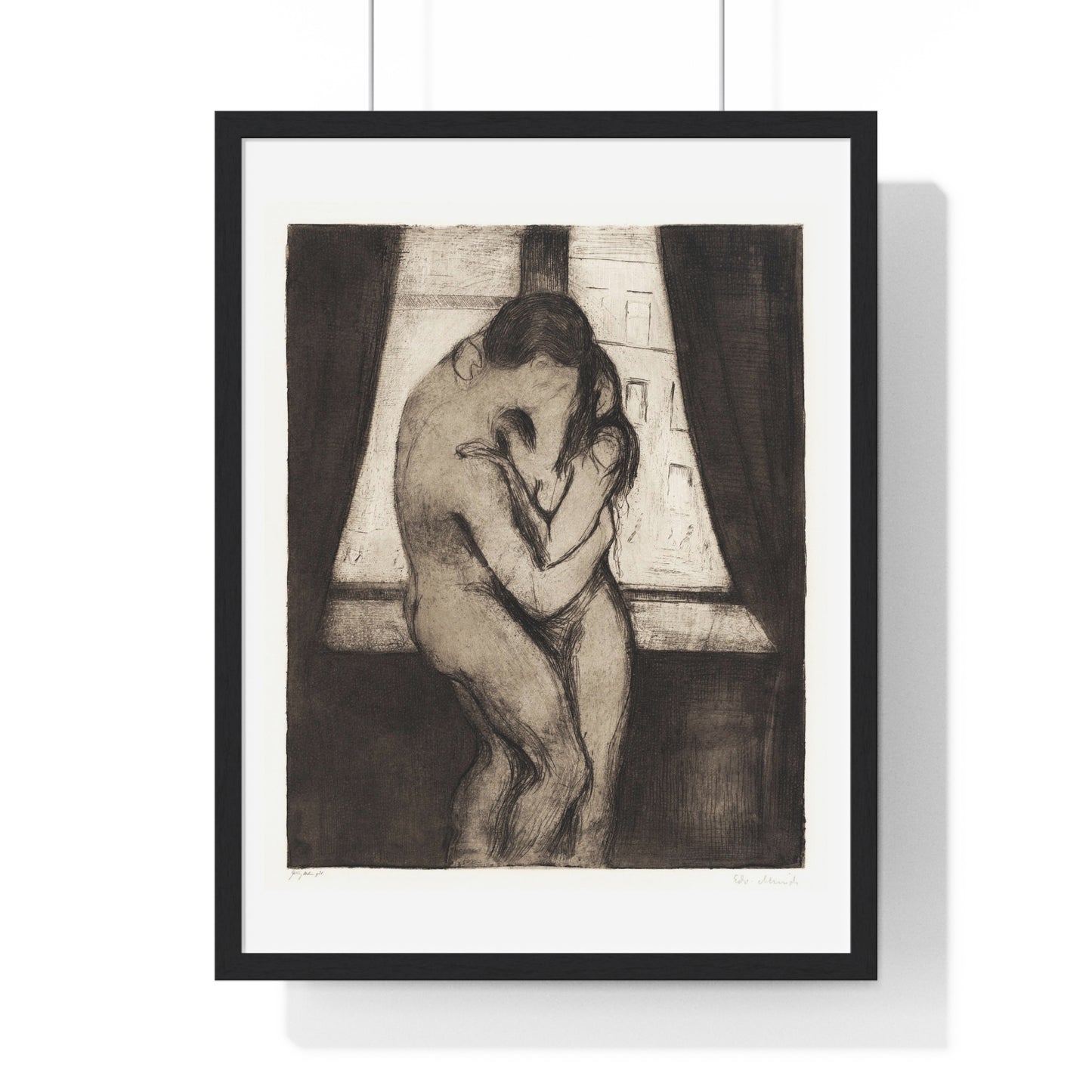 The Kiss (1895) by Edvard Munch, from the Original, Framed Art Print