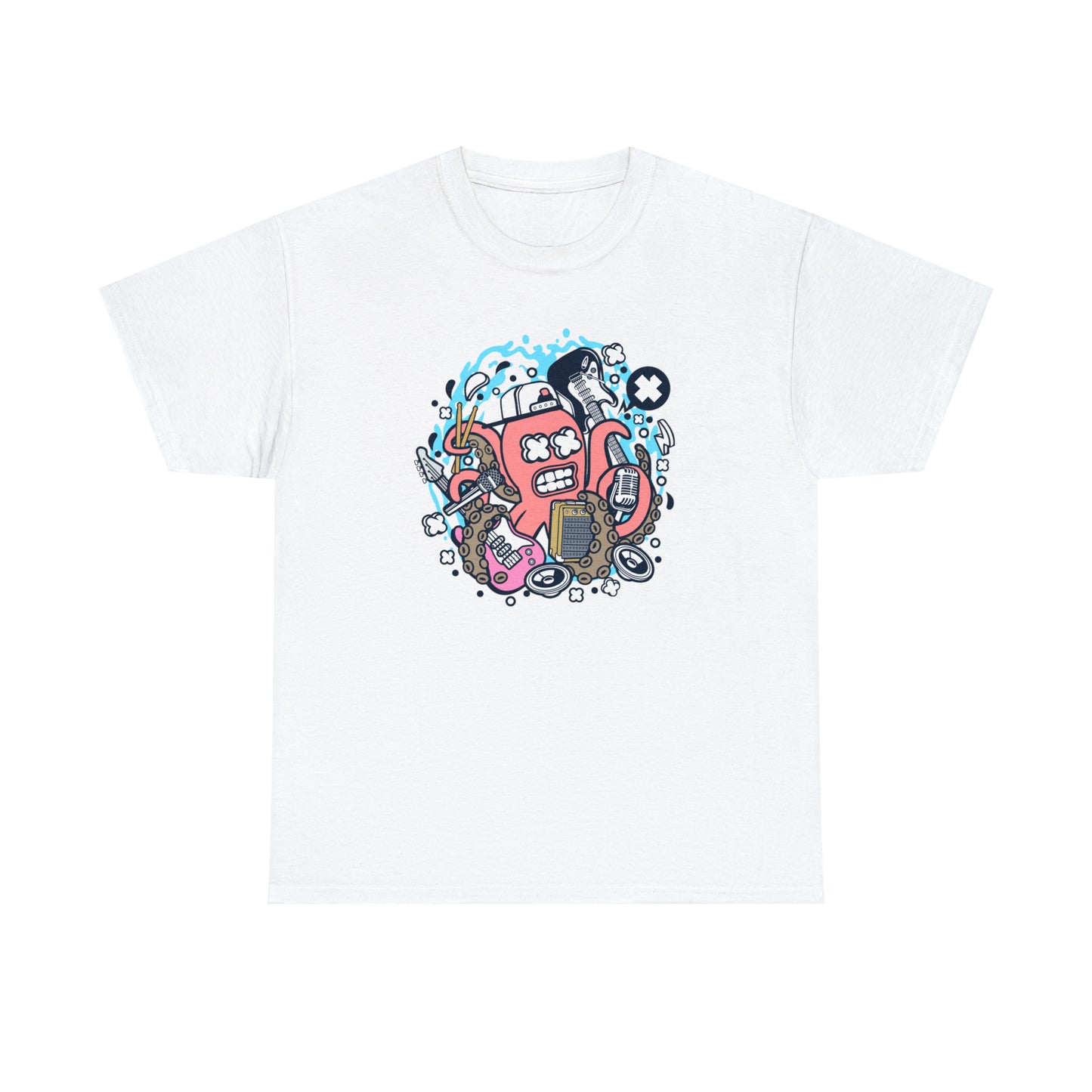 Rock Octopus Musician Cartoon T-Shirt