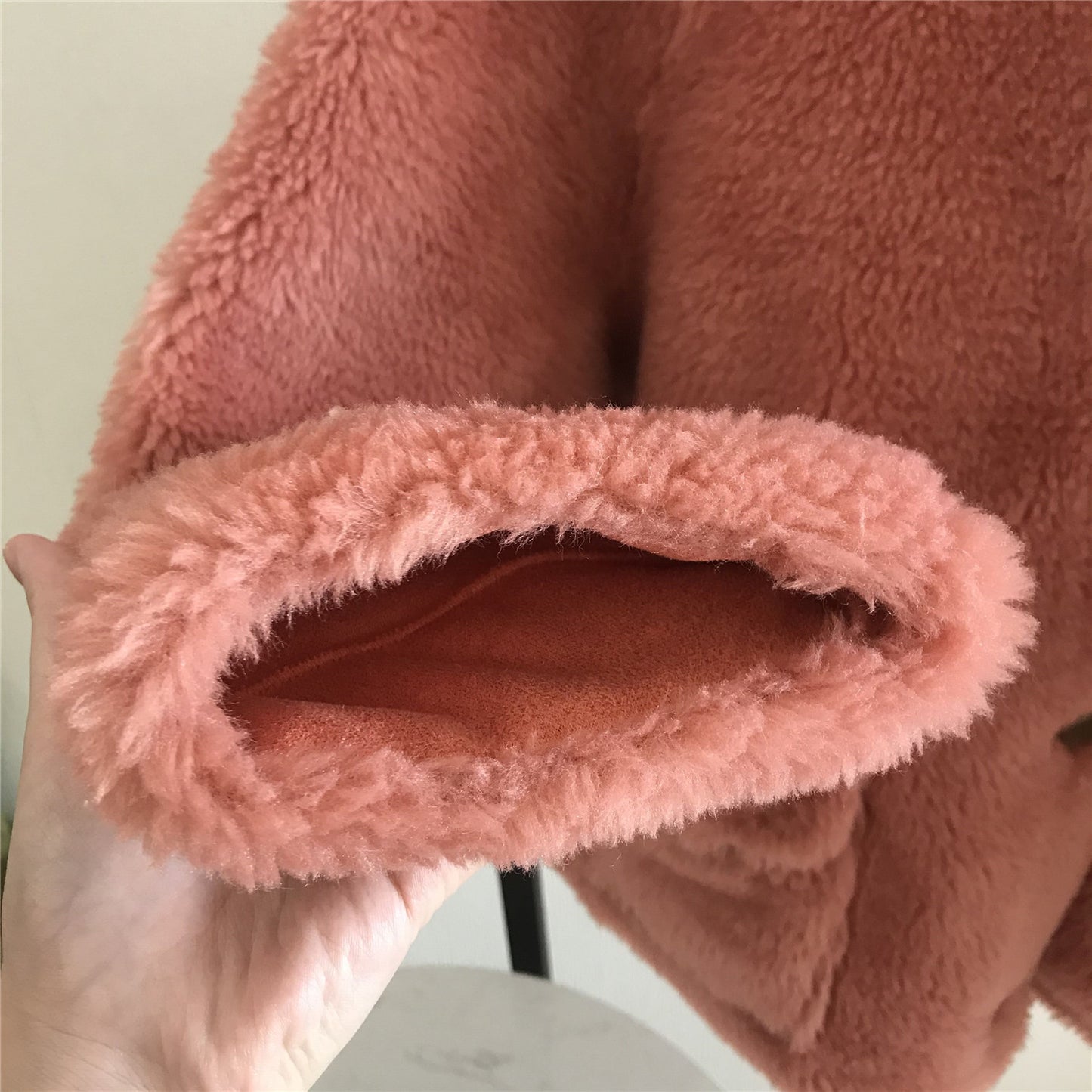 Women's Loose Faux Fur Coat, Lambswool High Collar Jacket