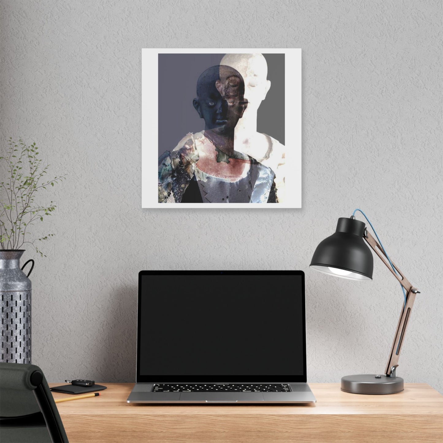 Awake, Collage Photo Manipulation 'Designed by AI' Canvas Art Print