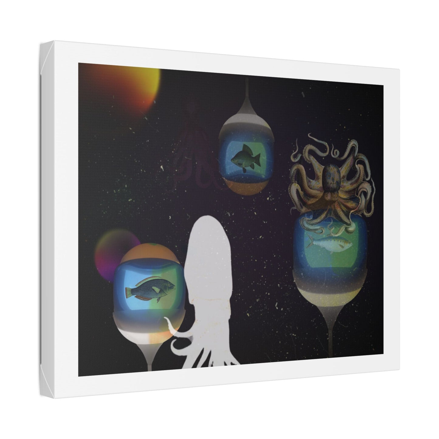 Visitors at the Exotic Earth Acquarium 'Designed by AI' Canvas Art Print