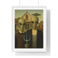 American Gothic Remixed, Midwestern American Aliens 'Designed by AI', Framed Art Print