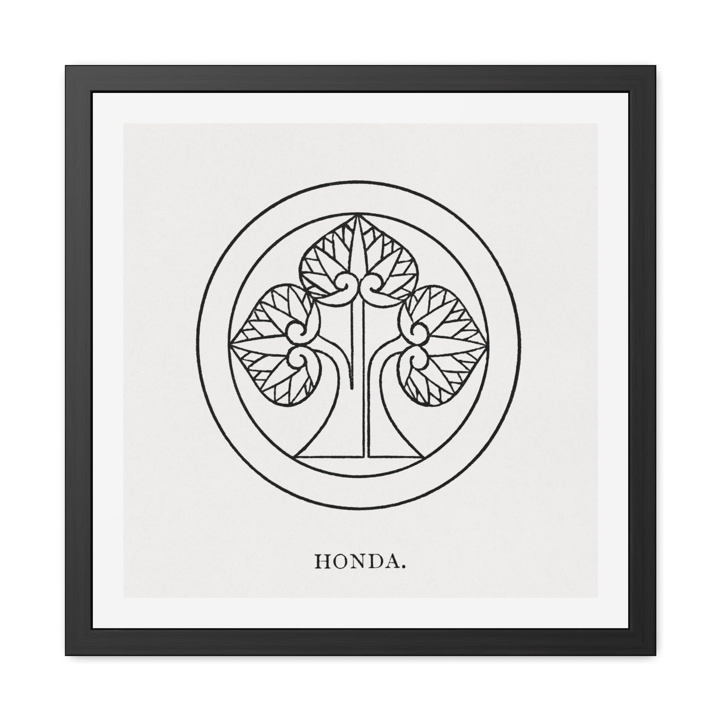 Honda, Japanese Tree Illustration, from the Original, Wooden Framed Print