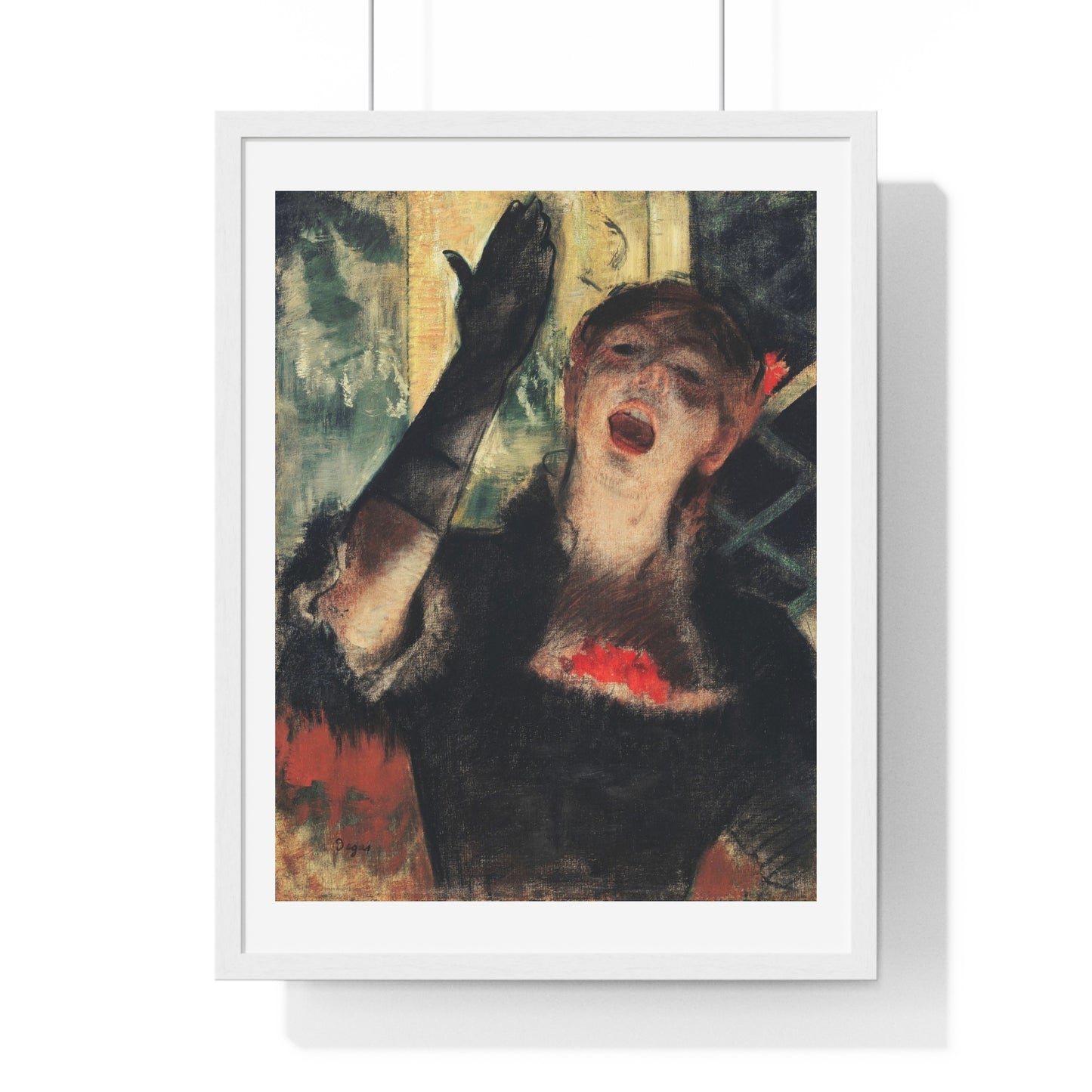 Café Singer (1879) by Edgar Degas from the Original, Framed Art Print