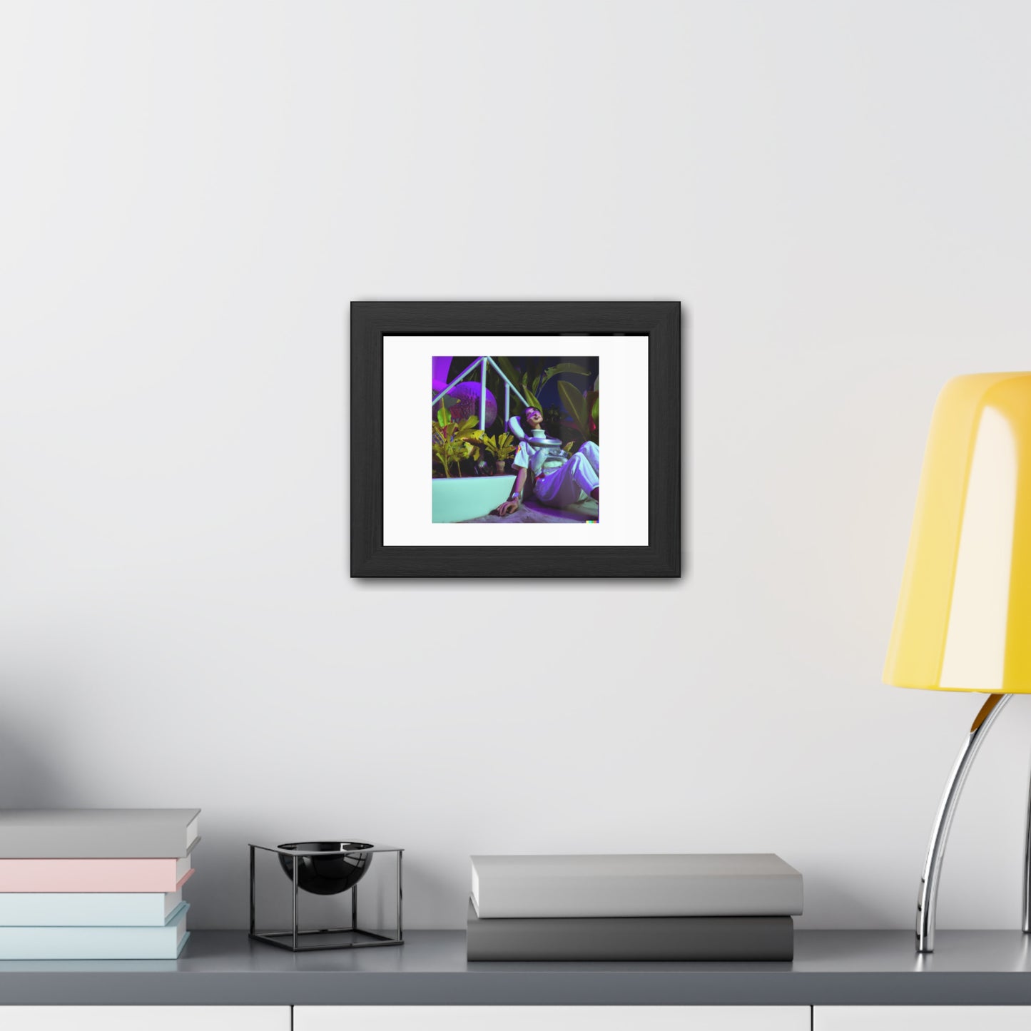 Astronaut Vaporwave Digital Art 'Designed by AI' Wooden Framed Print