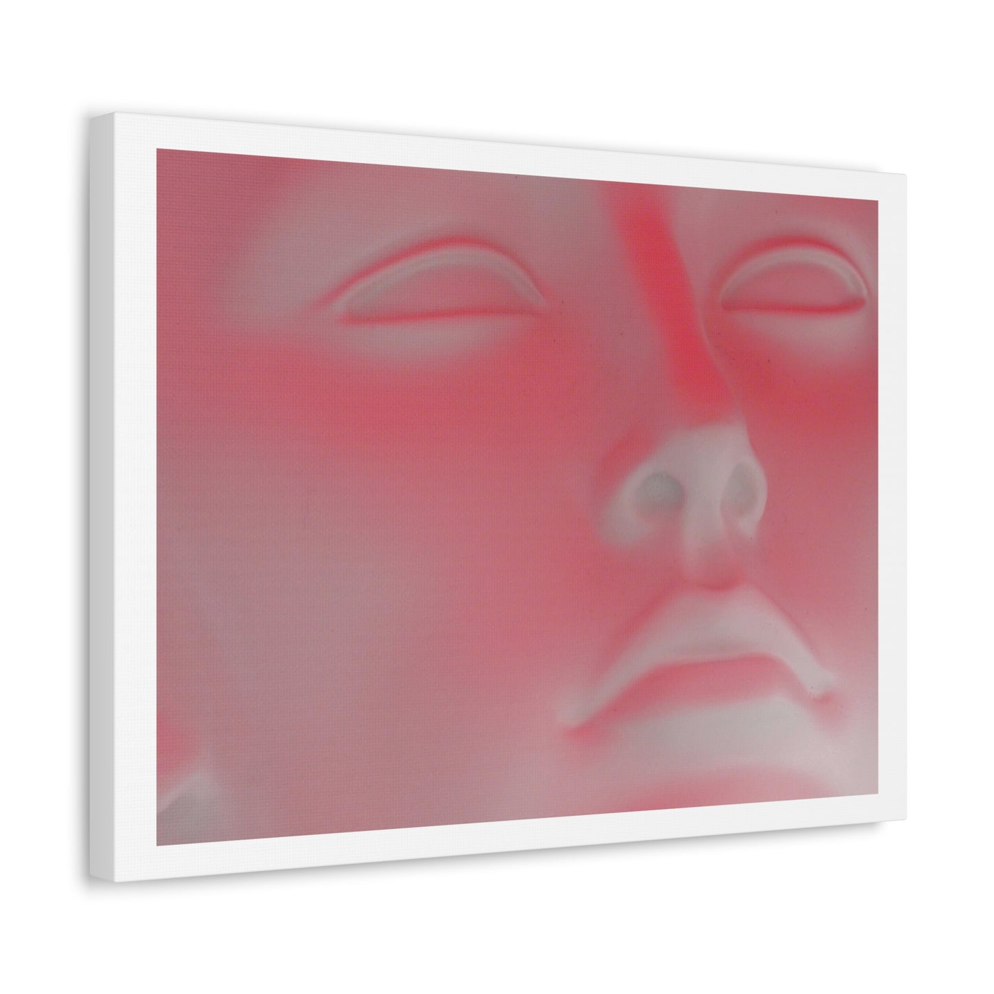 Pink Neon Head Art Print on Satin Canvas, Stretched