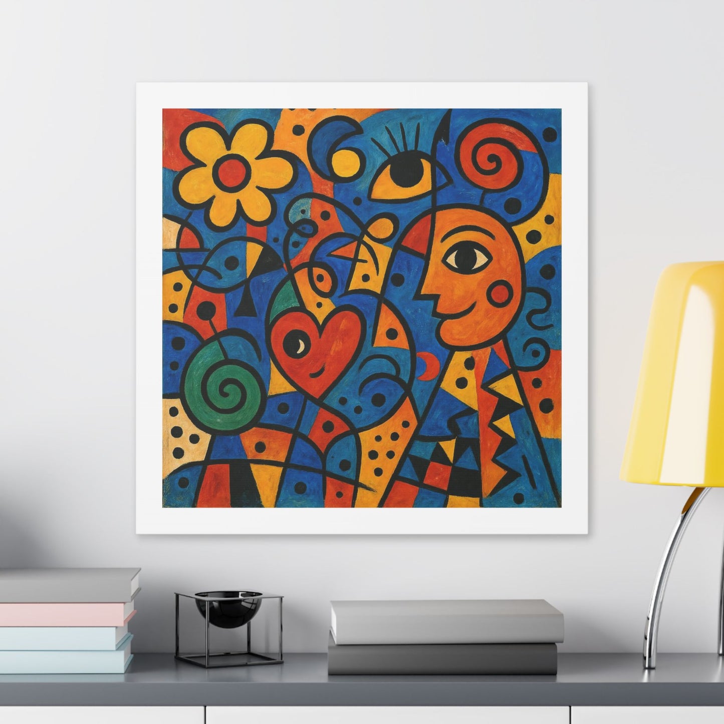 Love and Life Art in the Style of Joan Miro 'Designed by AI' Canvas Art Print
