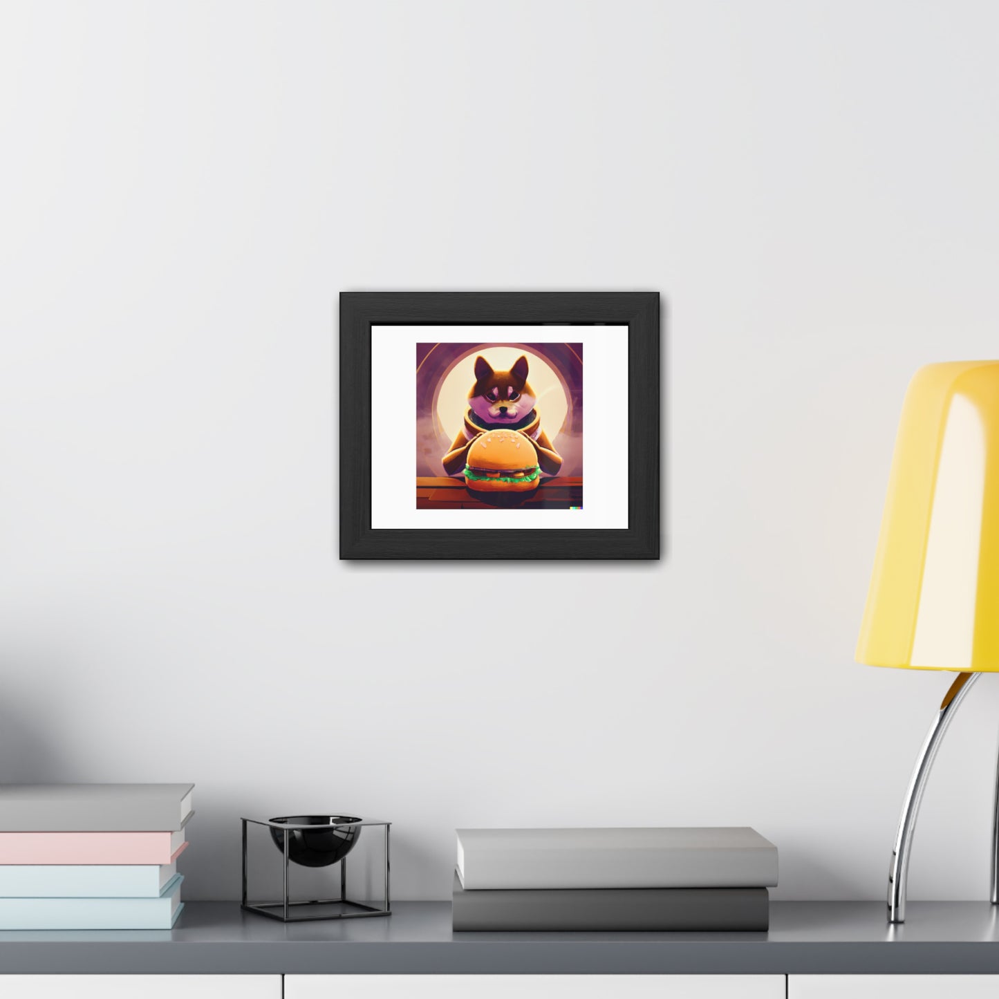 Shiba Inu Digital Art 'Designed by AI' Poster encadré en bois en papier mat classique