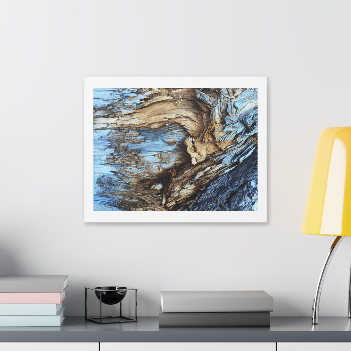 Abstract Painting of Light Brown and Blue Tree Bark, Canvas Art Print