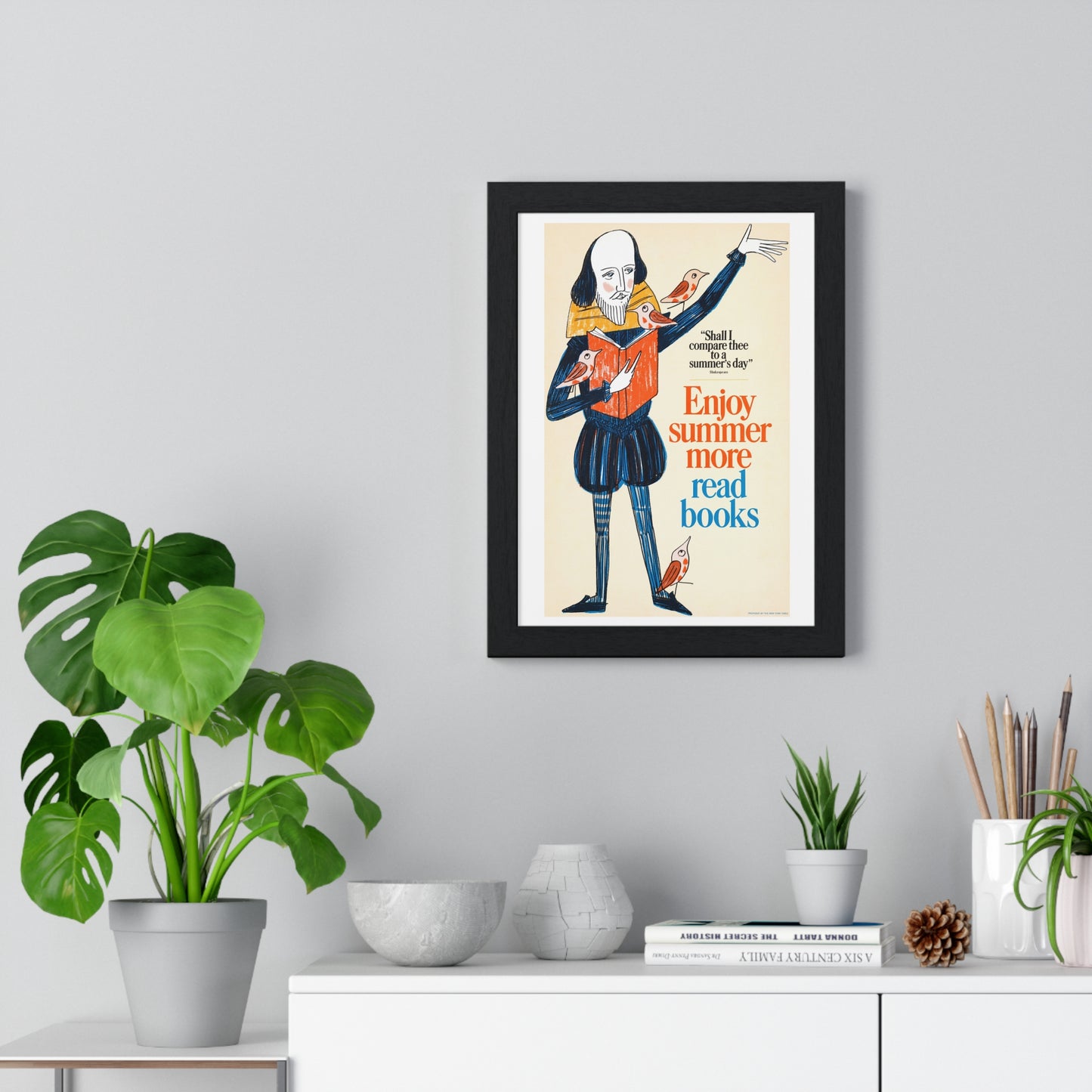 Enjoy Summer More, Read Books (1966) Vintage Poster by Bill Sokol, from the Original, Framed Art Print