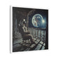 Astronaut on the Moon Sitting in a Rocking Chair on the Porch of a Farmhouse, Photorealism 'Designed by AI' Canvas Art Print