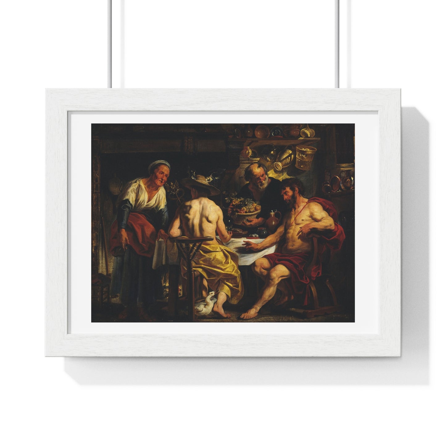 Jupiter and Mercury Visiting Philemon and Baucis (1645 - 1650) by Jacob Jordaens, from the Original, Framed Art Print