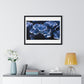 Iris Petals, Blue Vibrant Art 'Designed by AI' Framed Print