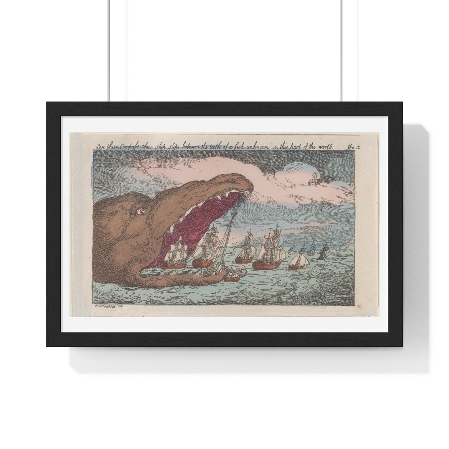 Lose their Compass, their Ship Slips Between the Teeth of a Fish Unknown in this Part of the World (1809) from the Original, Framed Print