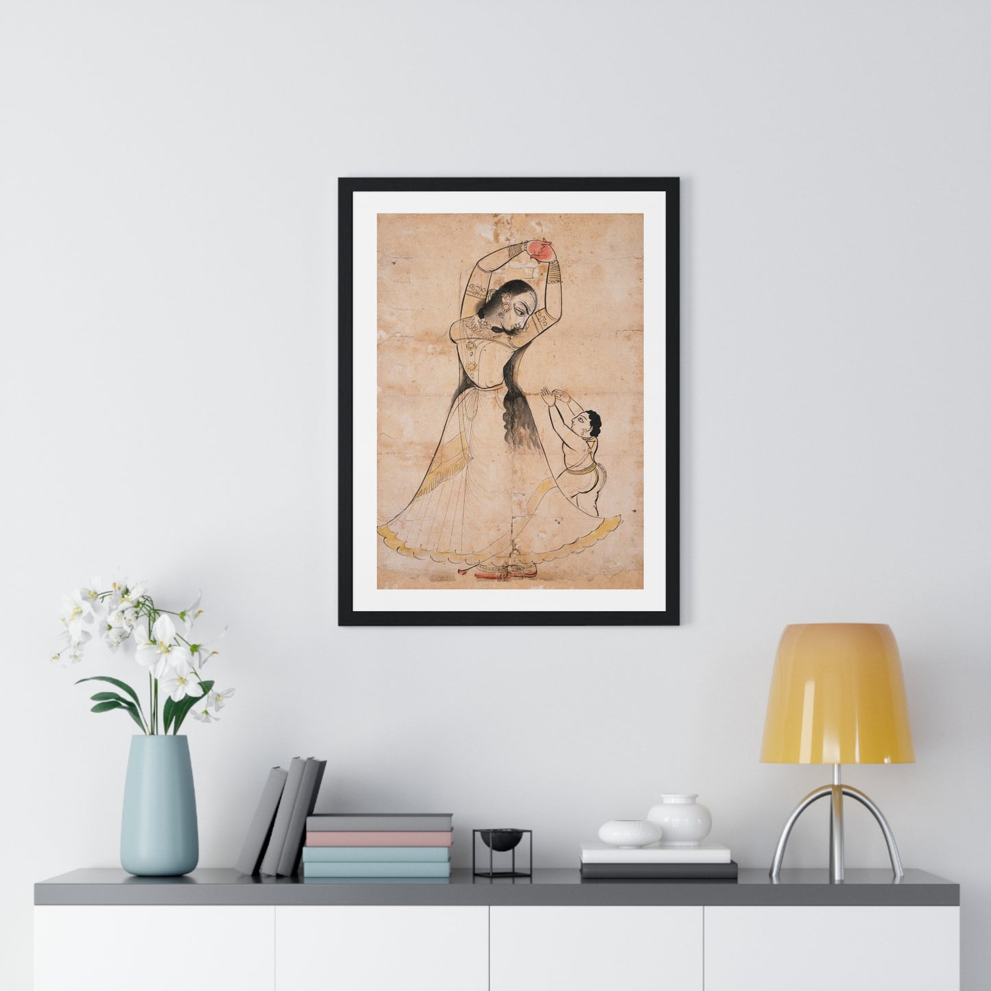 Mother and Child (1900) Ink and Opaque Watercolour by Bagta from the Original, Framed Art Print