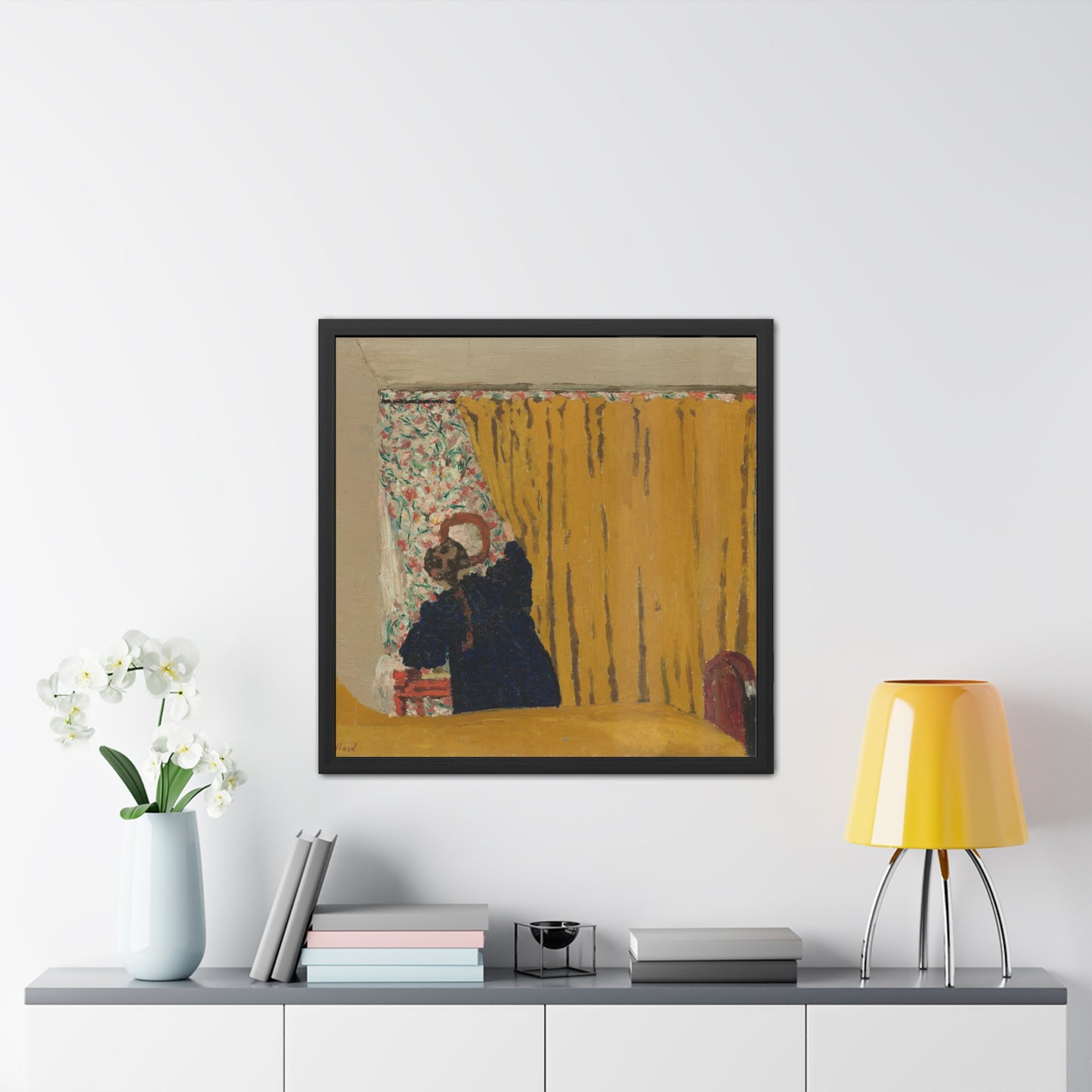 The Yellow Curtain (circa 1893) by Edouard Vuillard from the Original Oil on Canvas, Wooden Framed Print