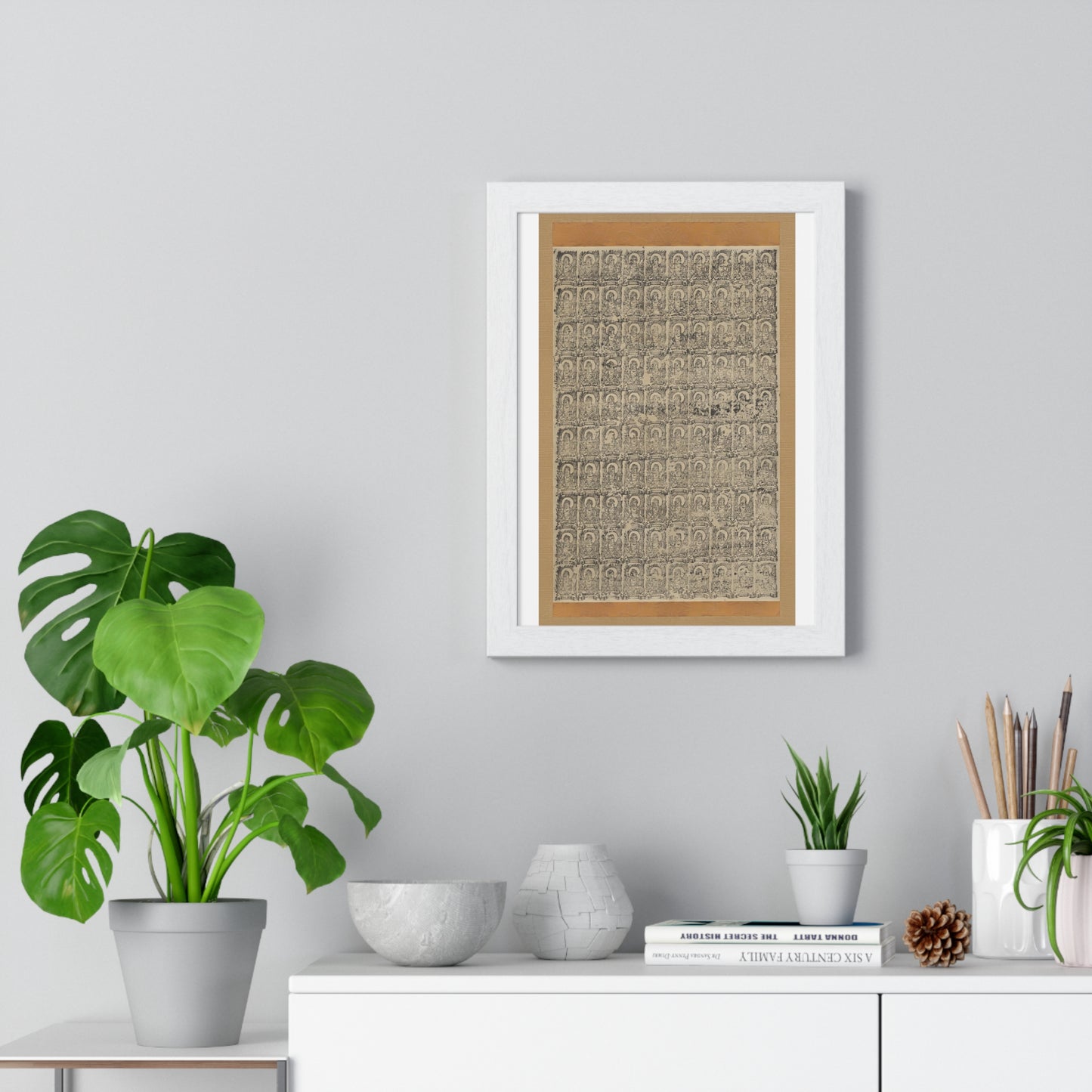 Stamped Images of the Wisdom King Fudō (Acala), Antique Japanese Scroll, from the Original, Framed Art Print