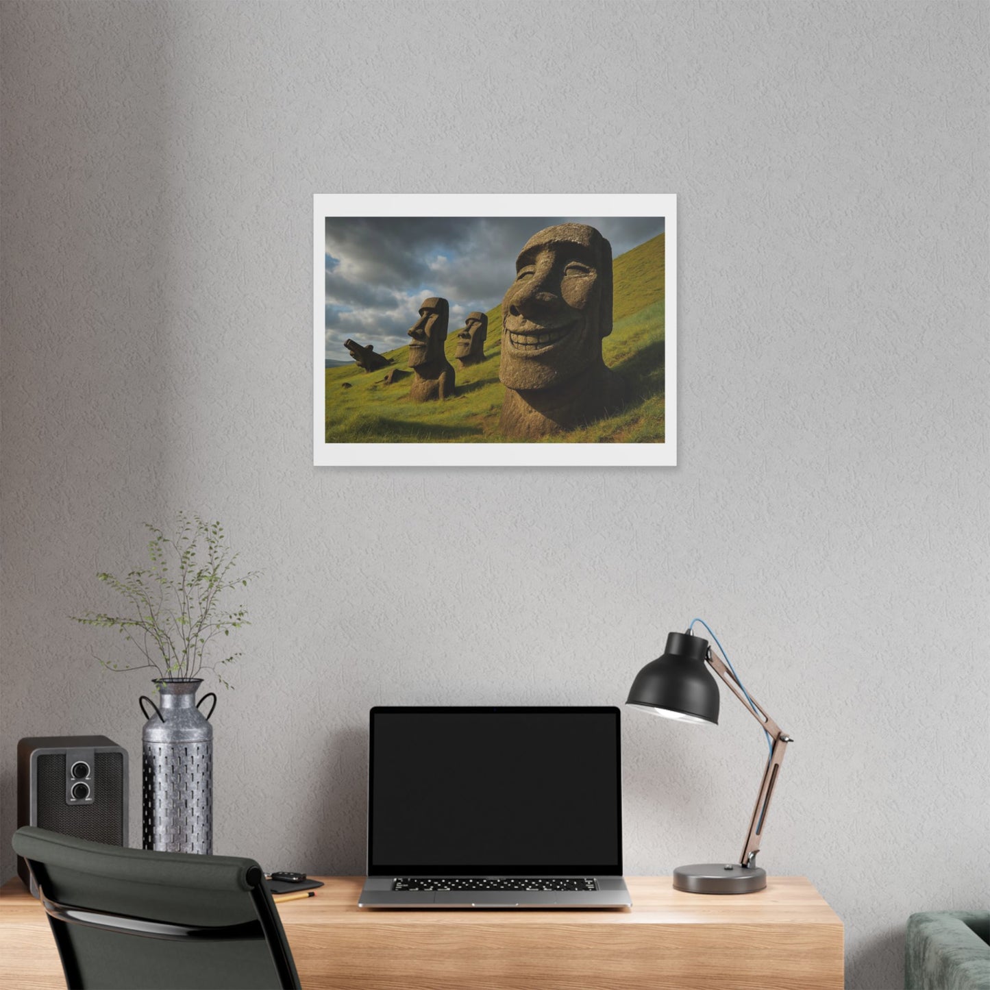Moai Statues of Easter Island Seen on a Good Day 'Designed by AI' Canvas Art Print