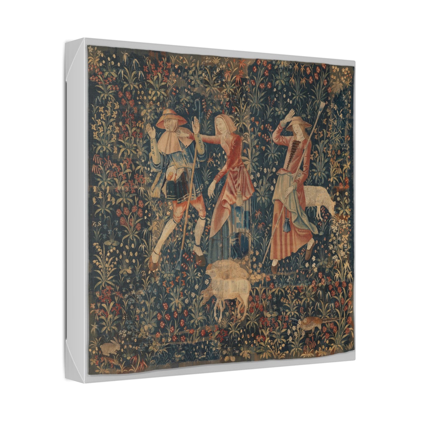 Shepherd and Shepherdesses, South Netherlandish Tapestry (1500–1530) Canvas Art Print