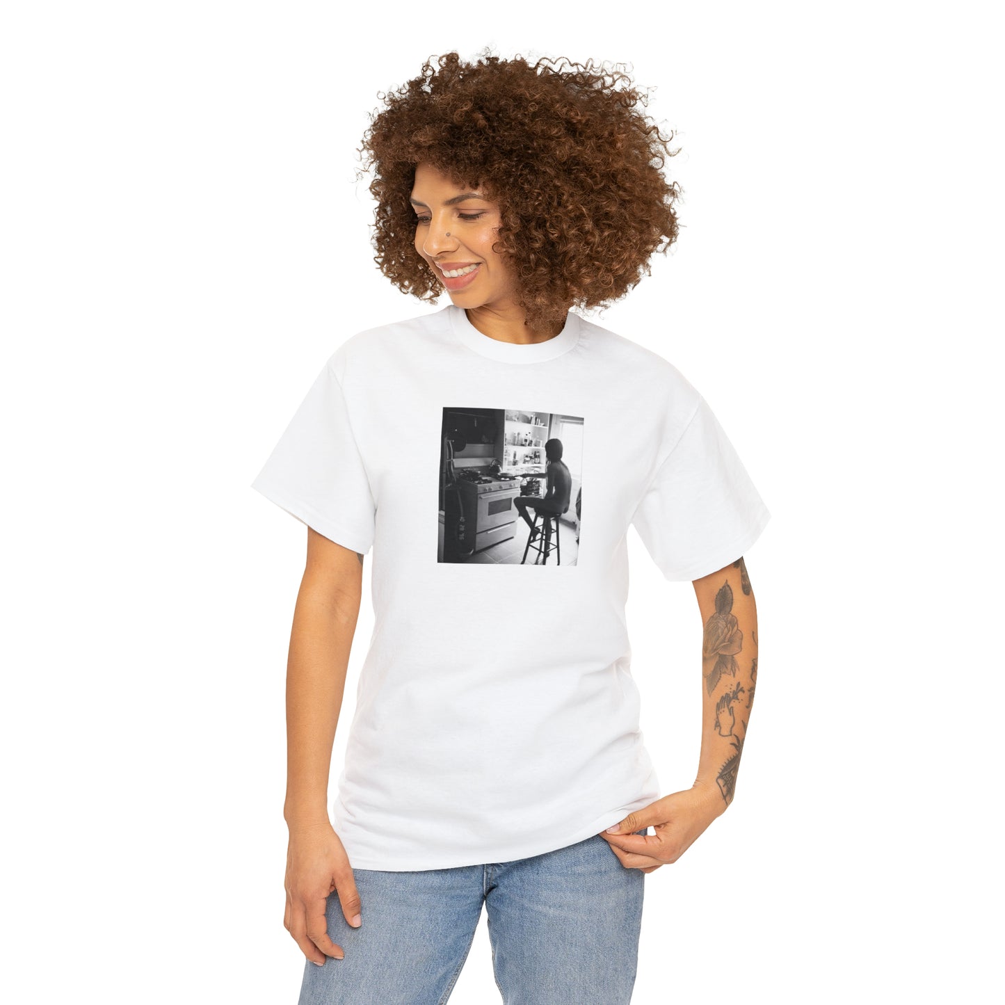 Kitchen Drama Girl Black & White Quirky T-Shirt