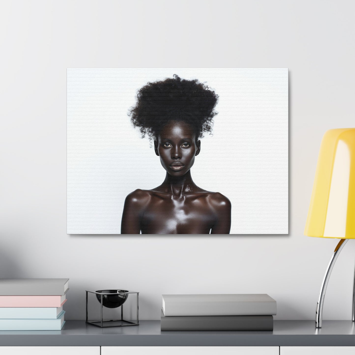 Black is Beautiful Fashion Portrait, Art Print 'Designed by AI', on Satin Canvas