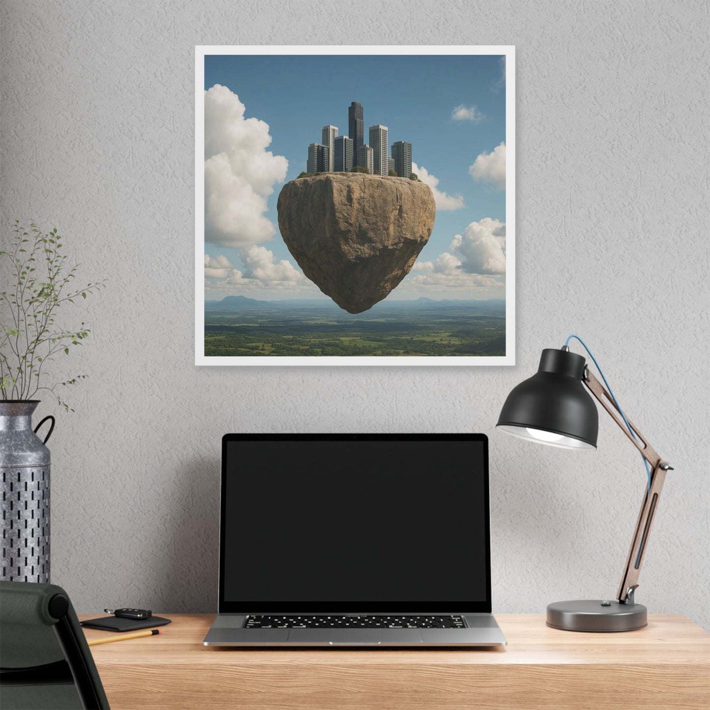 Levitated Mass Suspended Above a Beautiful Landscape II 'Designed by AI' Canvas Art Print
