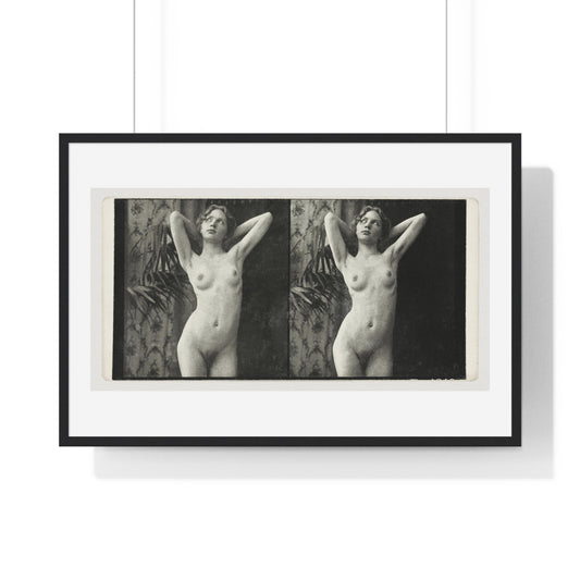 Portrait of a Naked Woman (1873–1910) Vintage Black & White Photography from the Original, Framed Art Print