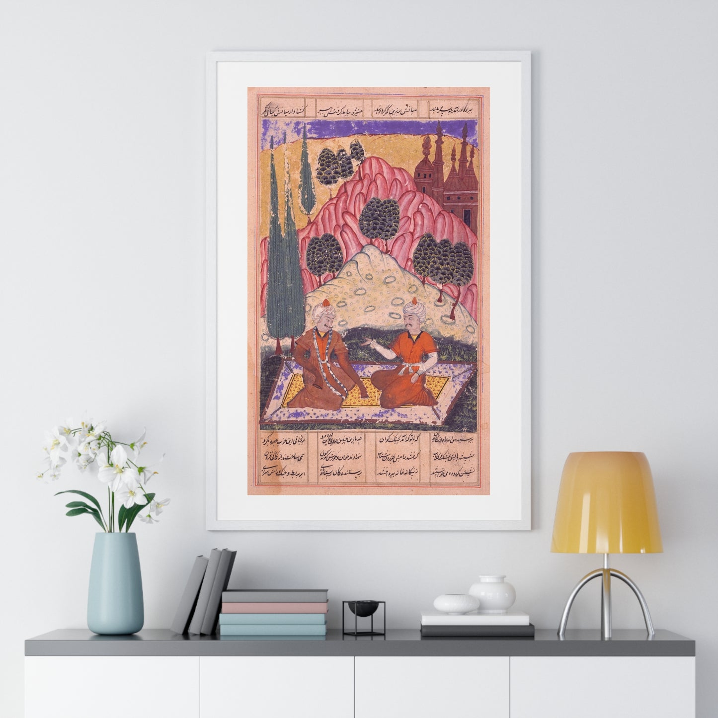 Persian 11th Century Art, Gorgin Leads Bizhan Astray, Folio from the Shahnama 'Book of Kings' Framed Print