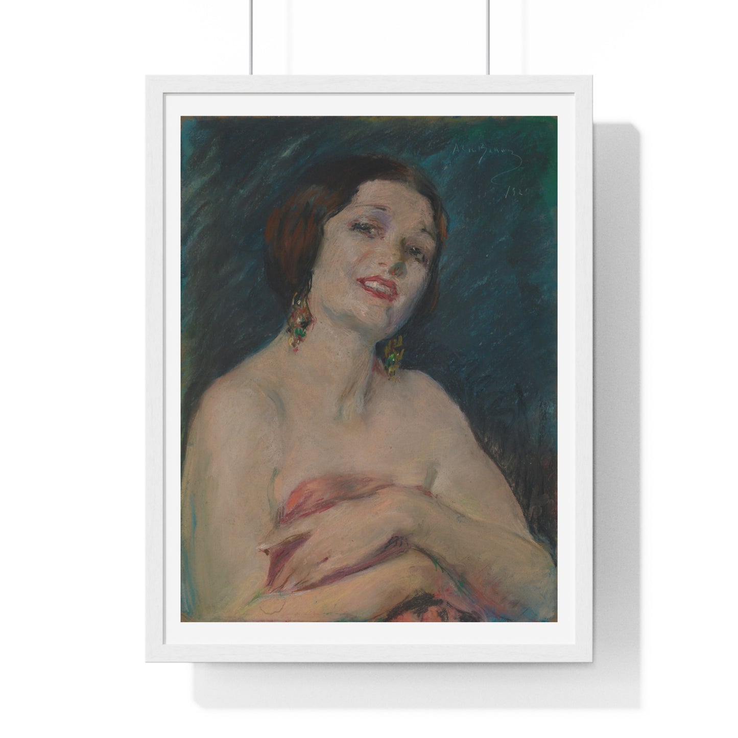 Model Holding Drapery (circa 1929) by Alice Pike Barney, from the Original, Framed Art Print
