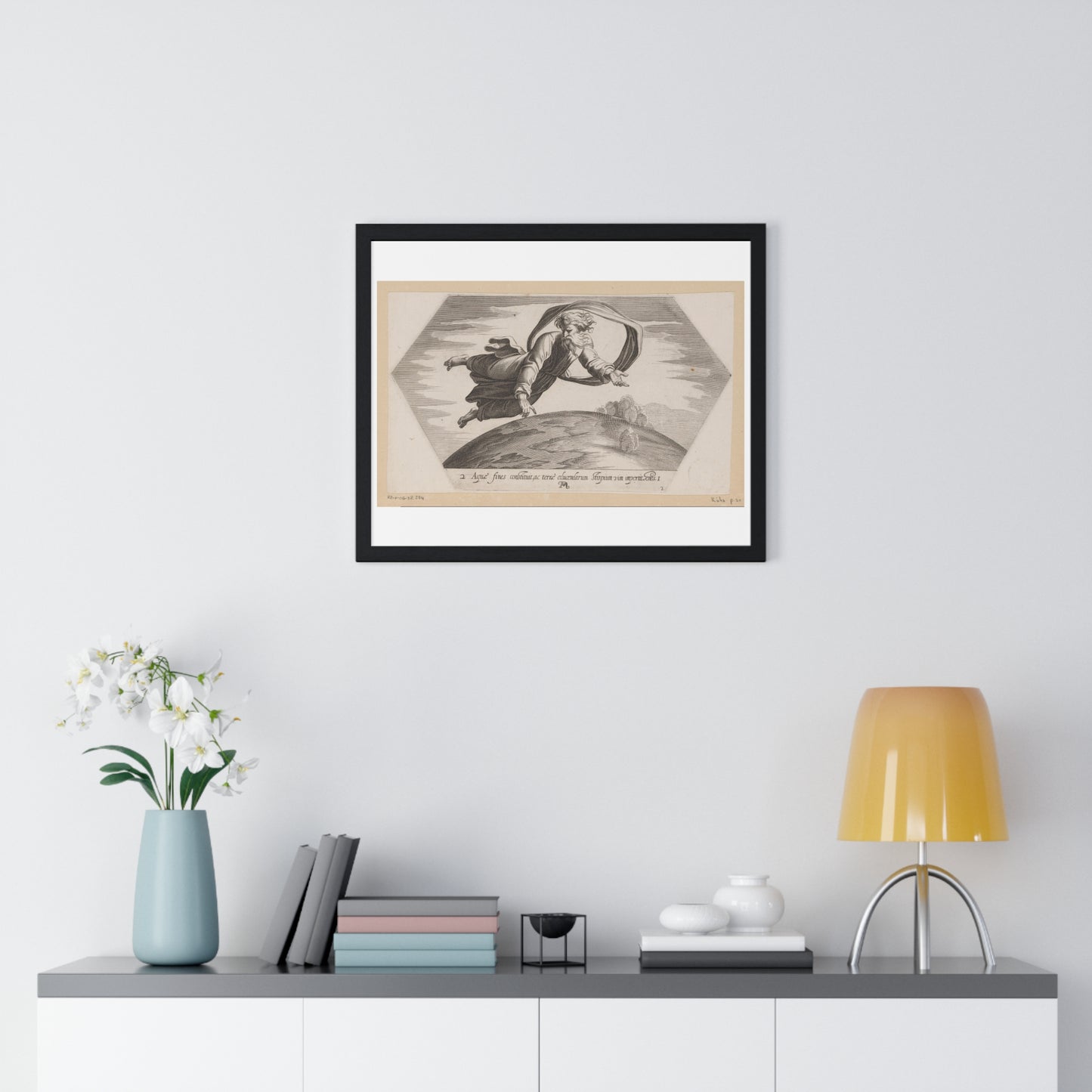 God Scheidt de Wateren (1626) by Francesco Villamena and Rafaël, from the Original, Framed Art Print