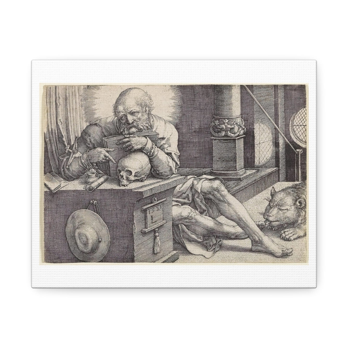 Saint Jerome in His Study (1521) by Lucas van Leyden from the Original, Framed Art Print