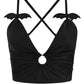 Banned Black Melantha Crop Top with Bat Wings Detail