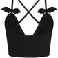 Banned Black Melantha Crop Top with Bat Wings Detail