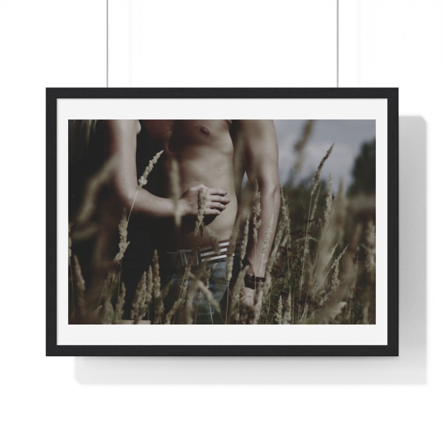 Shirtless Man with Woman, Photographer Unknown, from the Original, Framed Print