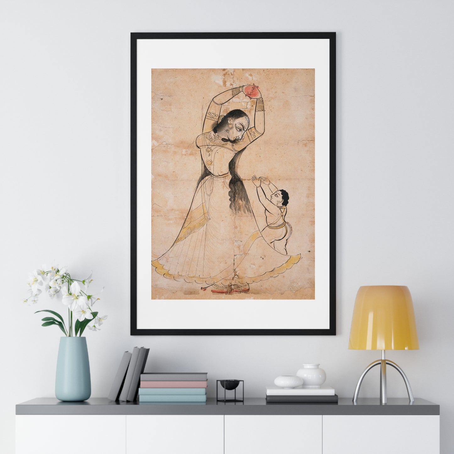 Mother and Child (1900) Ink and Opaque Watercolour by Bagta from the Original, Framed Art Print