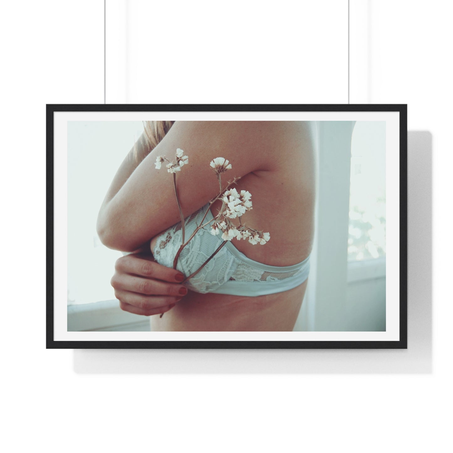 Woman and Flower, Photographer Unknown, from the Original, Framed Print