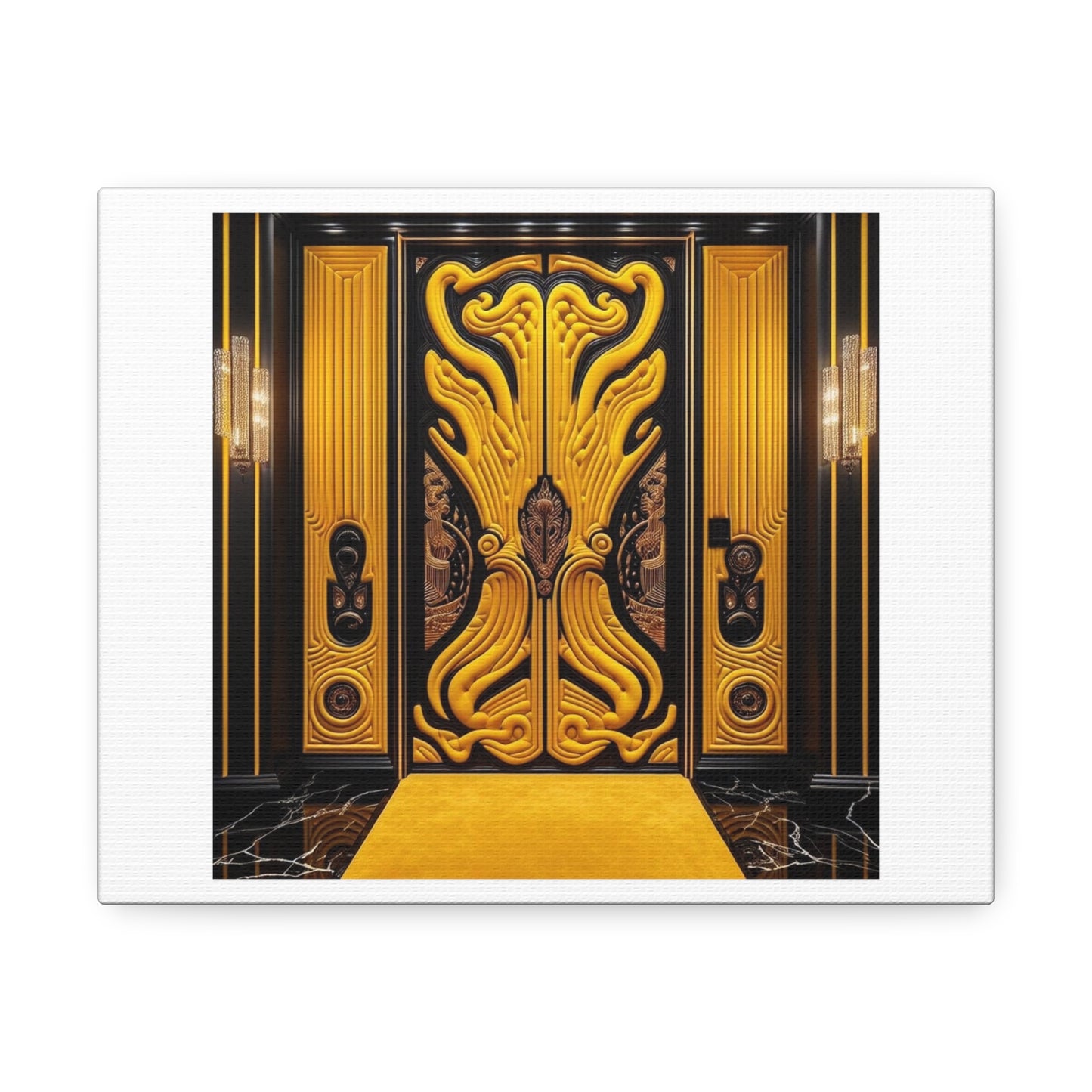 Stunning Art Deco Elevator Doors 'Designed by AI' Art Print on Canvas