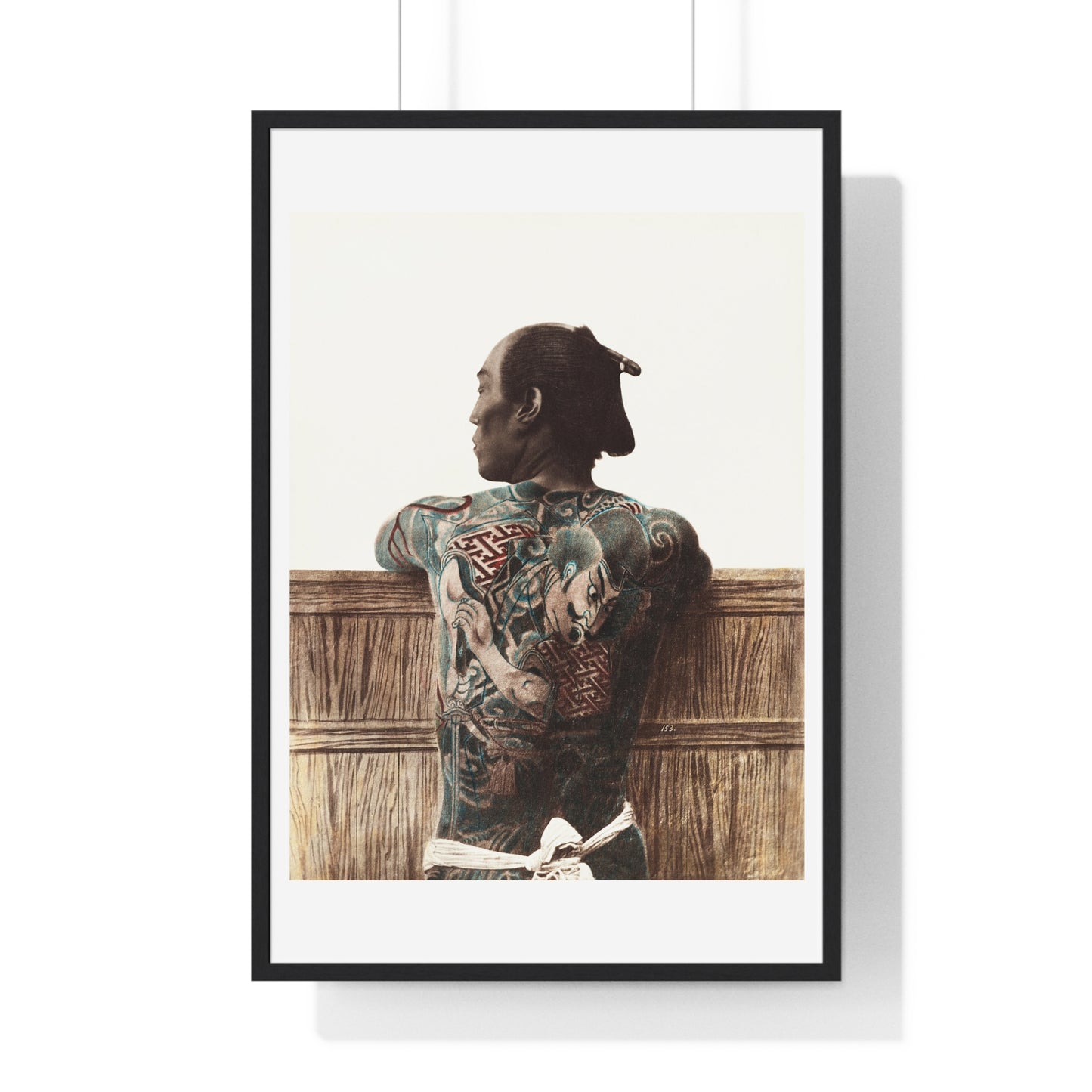 Nude Photography of Tattooed Japanese Man (1870s –1890s) by Kusakabe Kimbei, from the Original, Framed Print