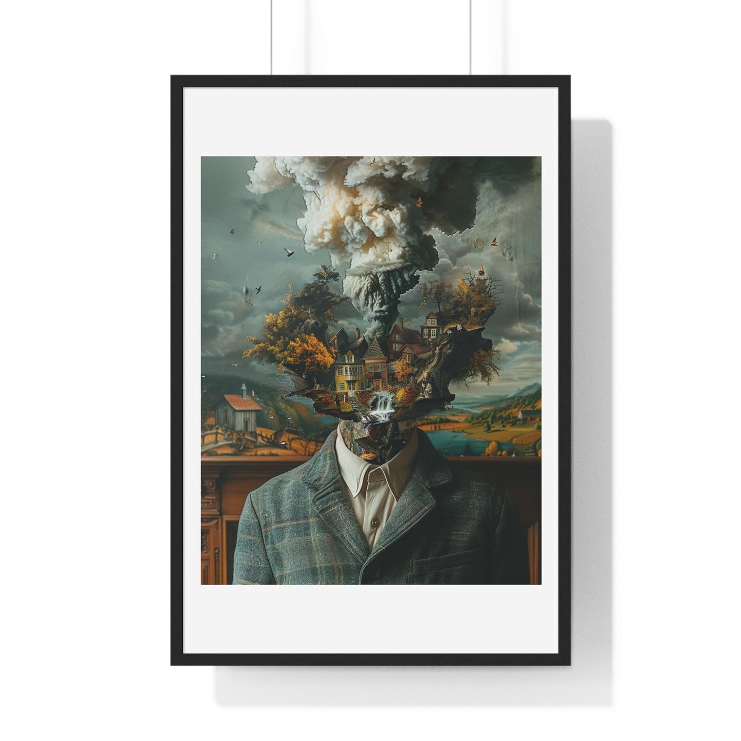 Head Replacement, Abstract Art 'Designed by AI', Framed Art Print