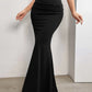 Vireous High Waisted Fishtail Long Skirt