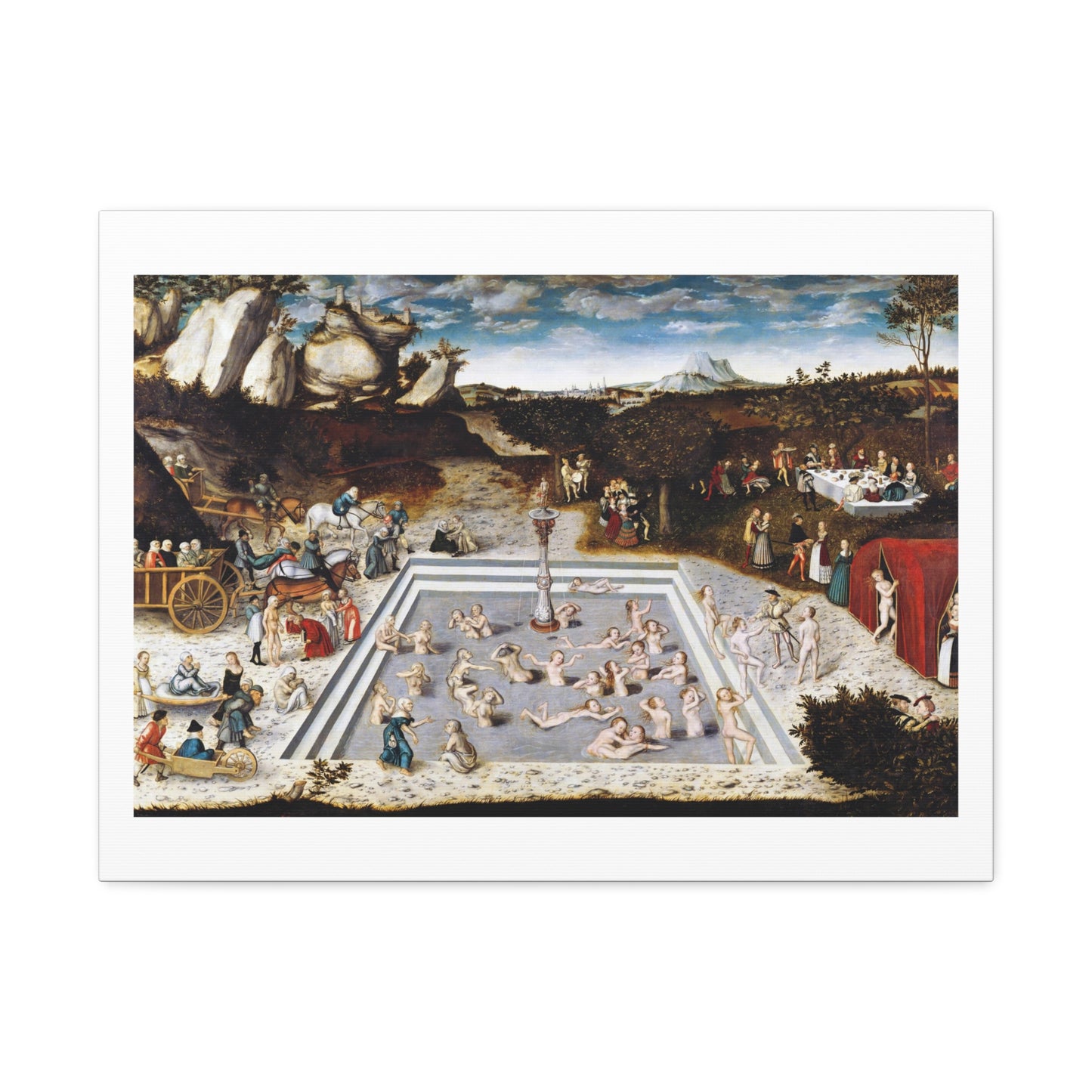 The Fountain of Youth (1546) by Lucas Cranach, Art Print from the Original on Canvas