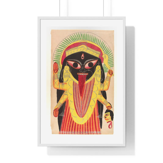 Kali Holding a Demon's Head, Indian Watercolour, from the Original, Framed Art Print