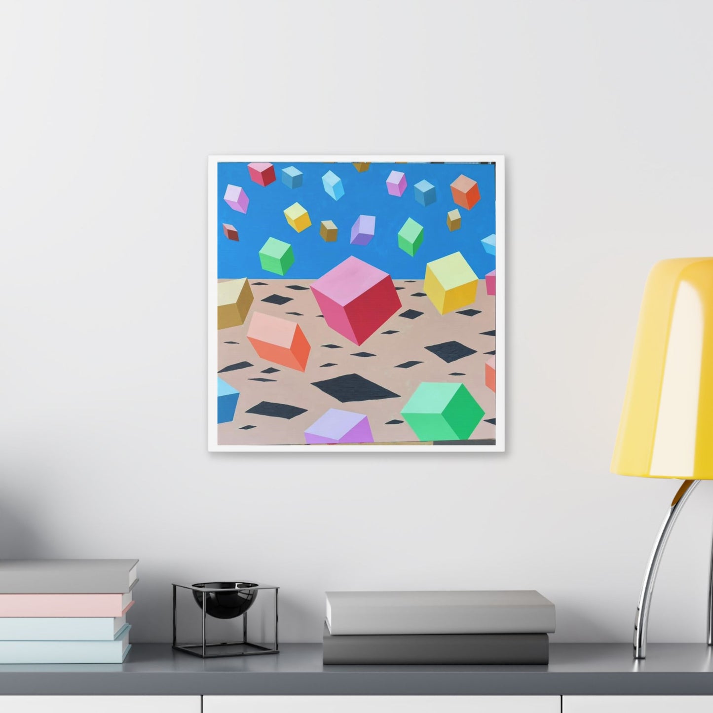 Bouncing Boxes, Cartoon Art 'Designed by AI' Canvas Art Print