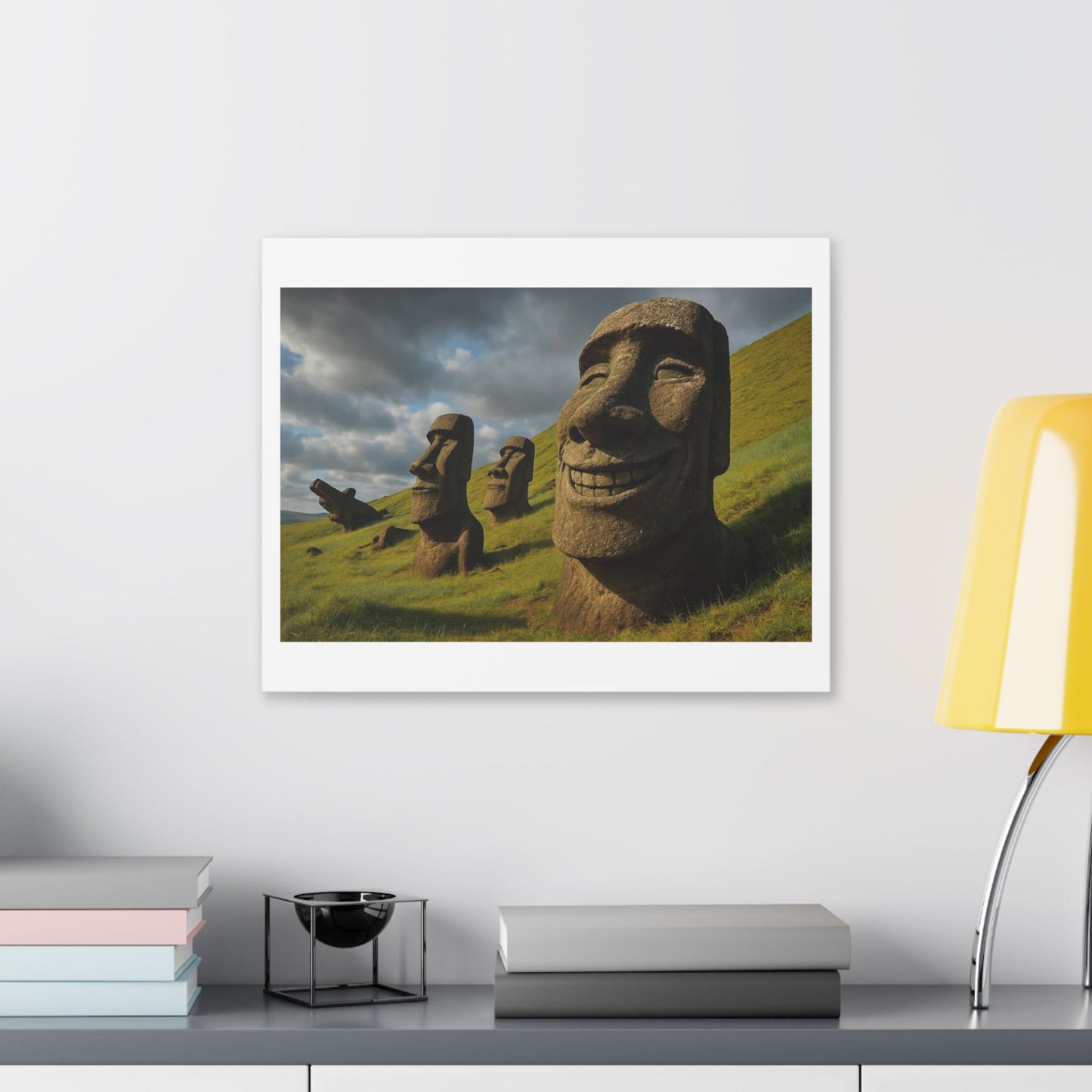 Moai Statues of Easter Island Seen on a Good Day 'Designed by AI' Canvas Art Print