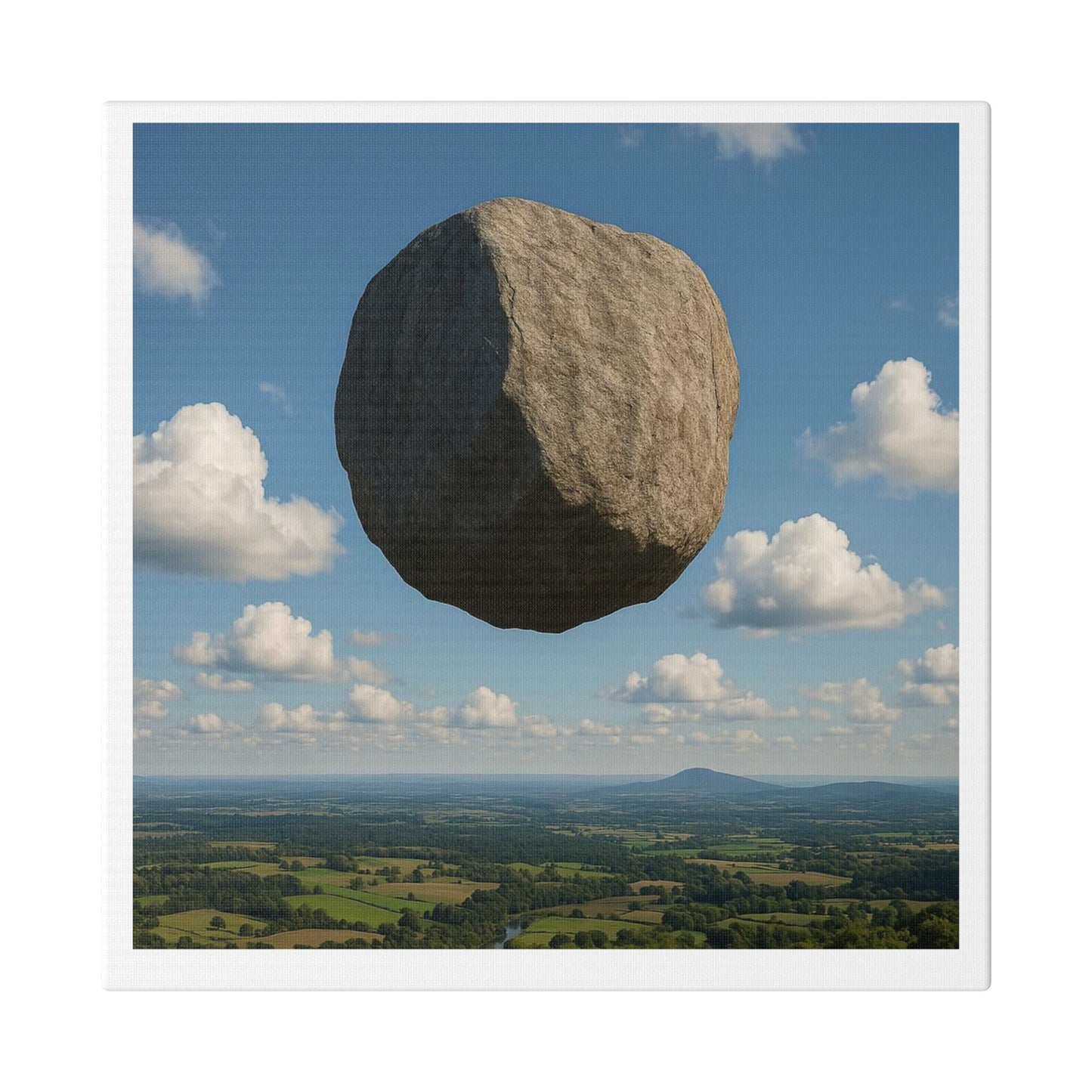 Levitated Mass Suspended Above a Beautiful Landscape 'Designed by AI' Canvas Art Print