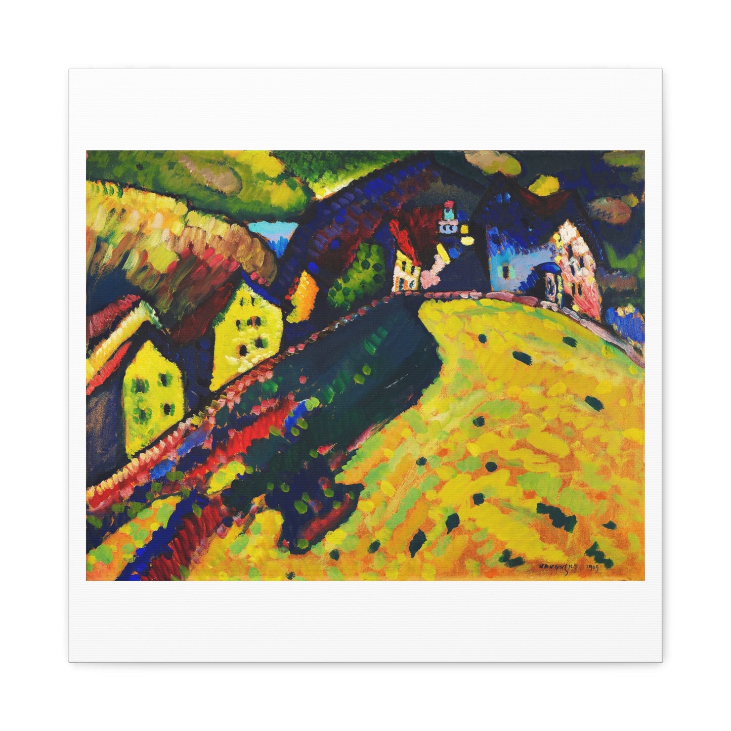 Houses at Murnau (1909) by Wassily Kandinsky Canvas Art Print from the Original