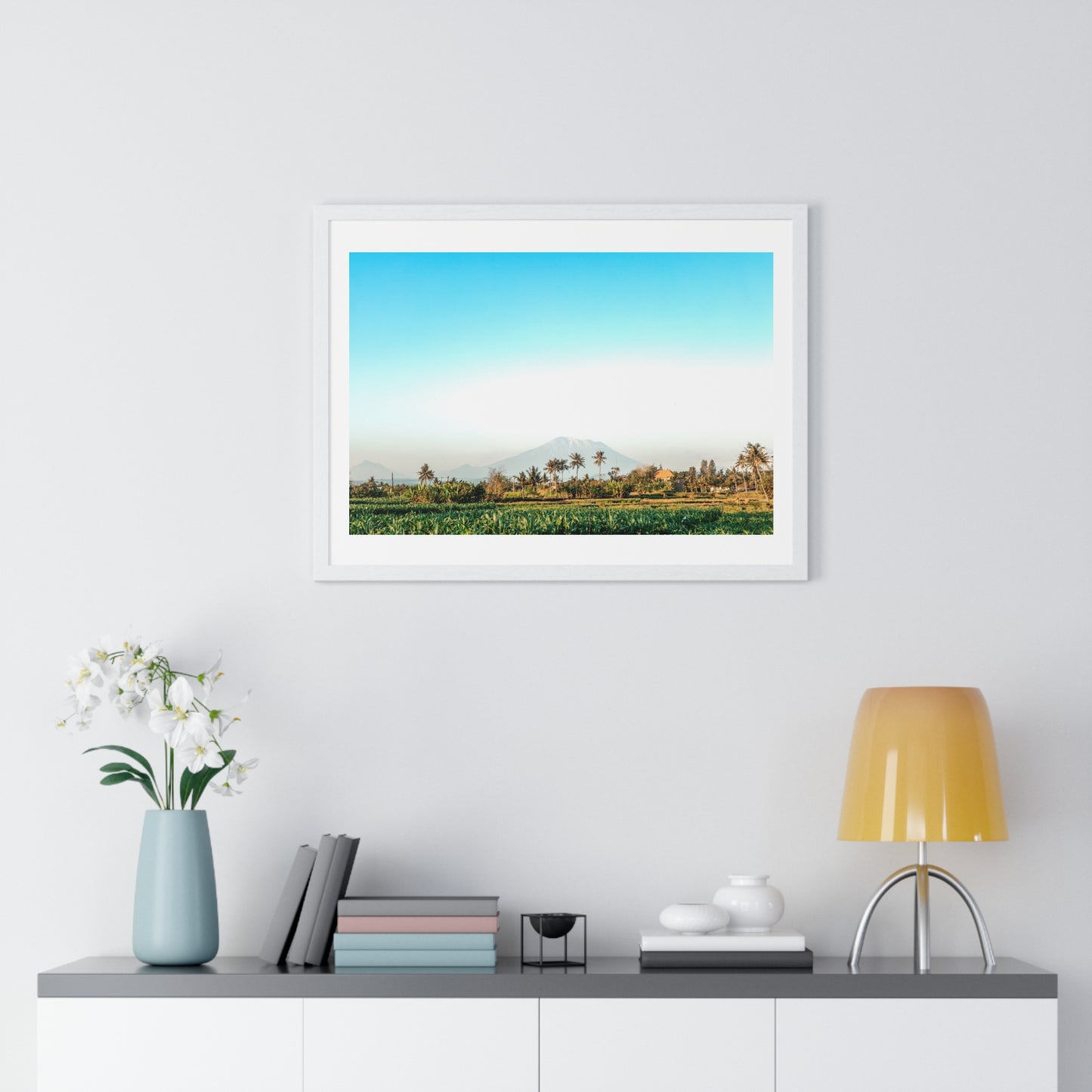 Holy Volcano Agung, Bali Island, Indonesia, Photographer Unknown, from the Original, Framed Print