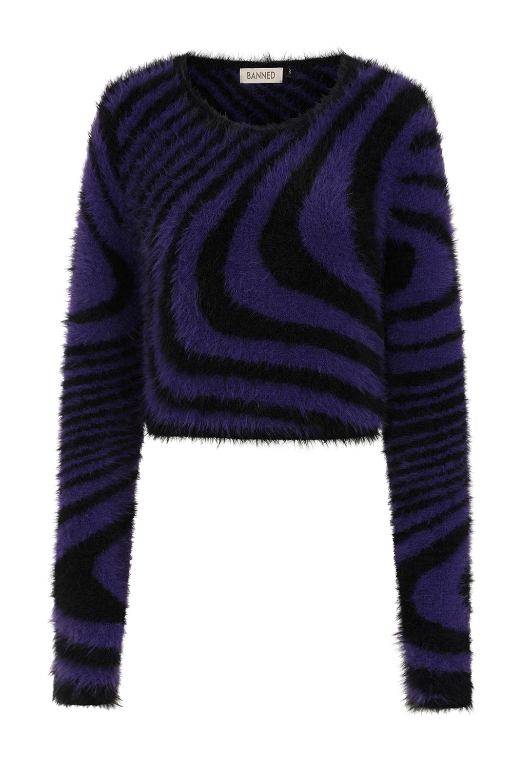Banned Apparel Daphne Cropped Cut Jumper in Black and Purple