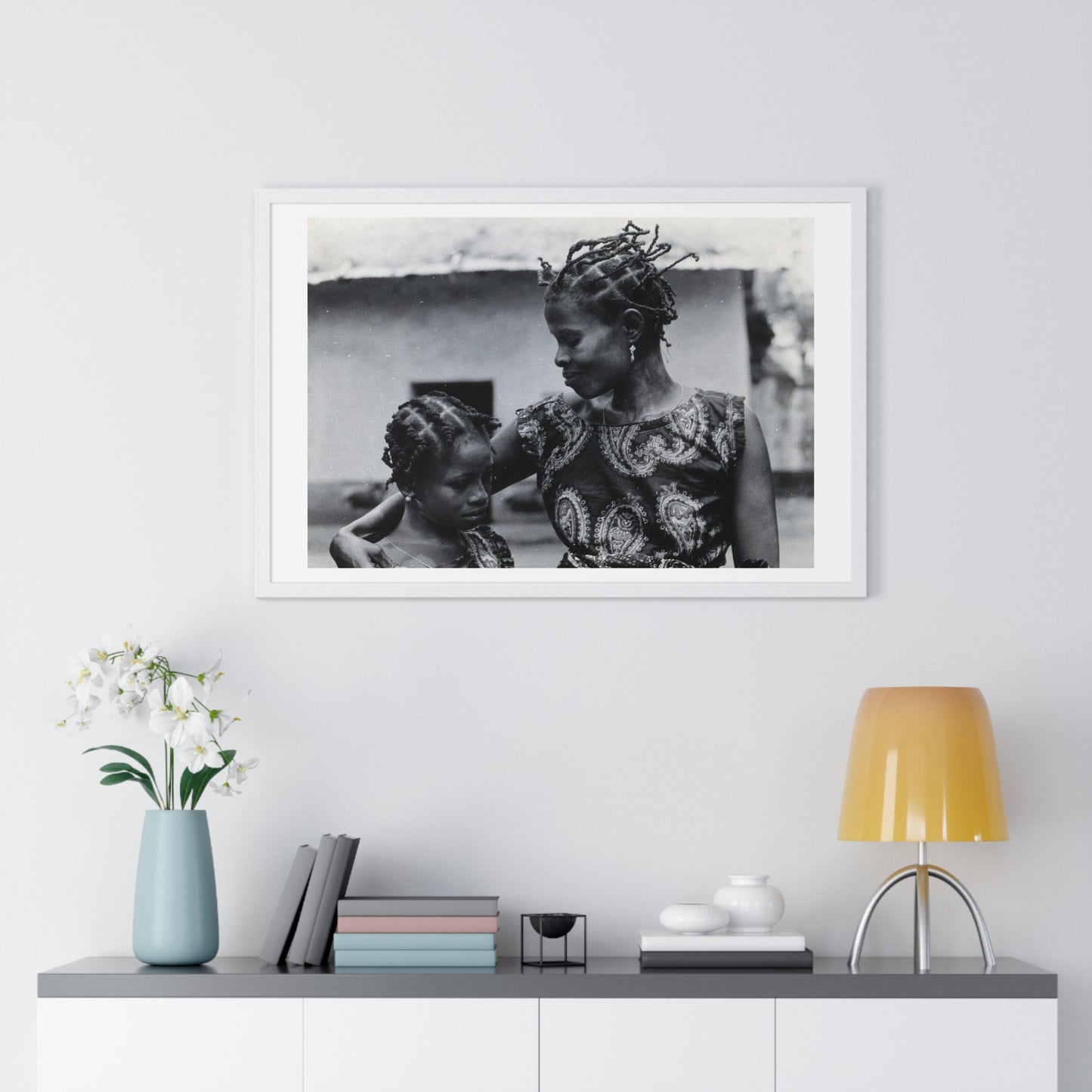 Benin, A Woman and Child with Braided Hairstyles, Vintage Photograph by Herbert Meyerowitz, Framed Print