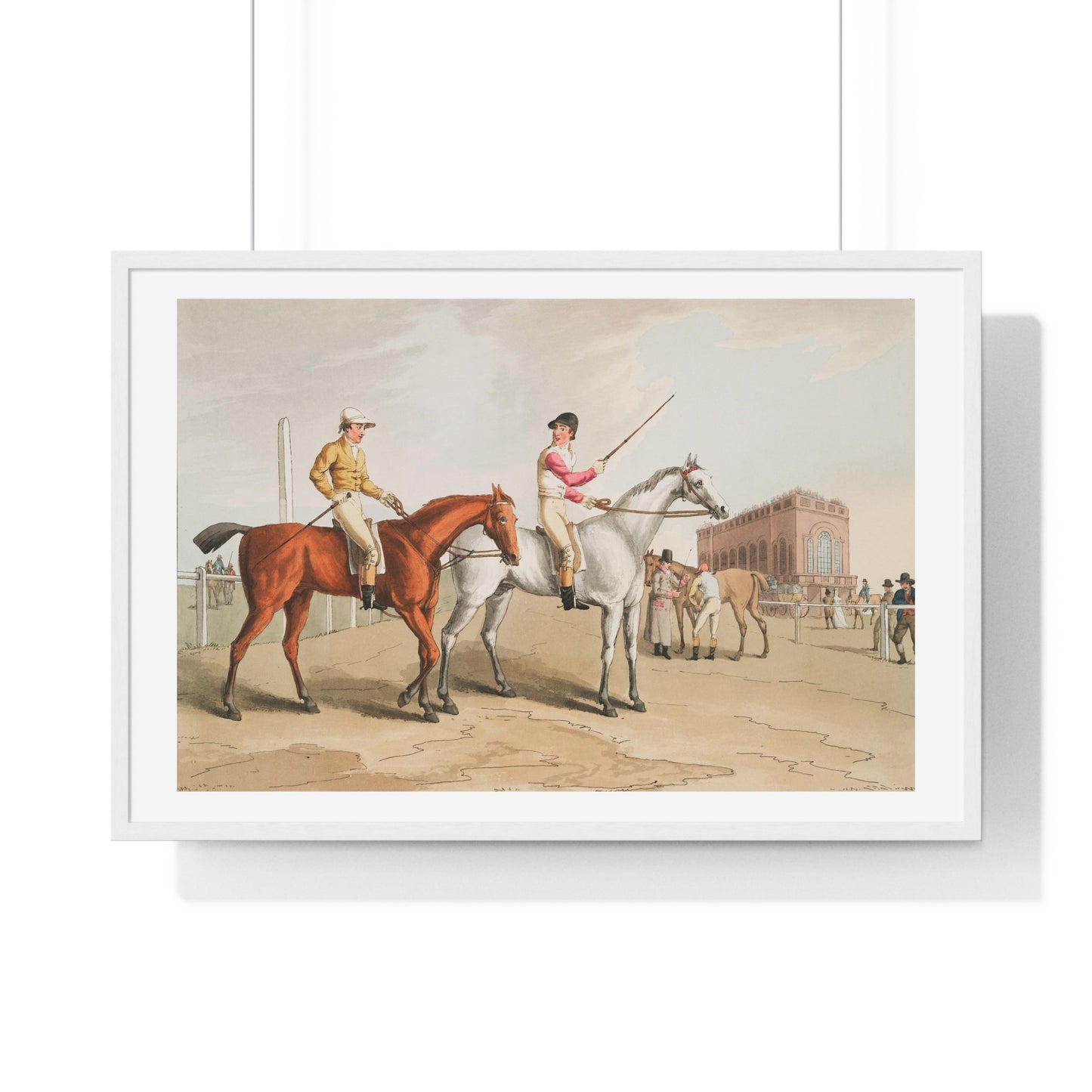 Illustration of Jockeys from 'The Costume of Yorkshire' (1814) by George Walker, from the Original, Framed Art Print